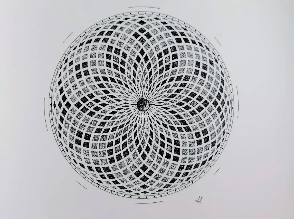 Entre Ombre et Lumière – Mandala Pointilliste”