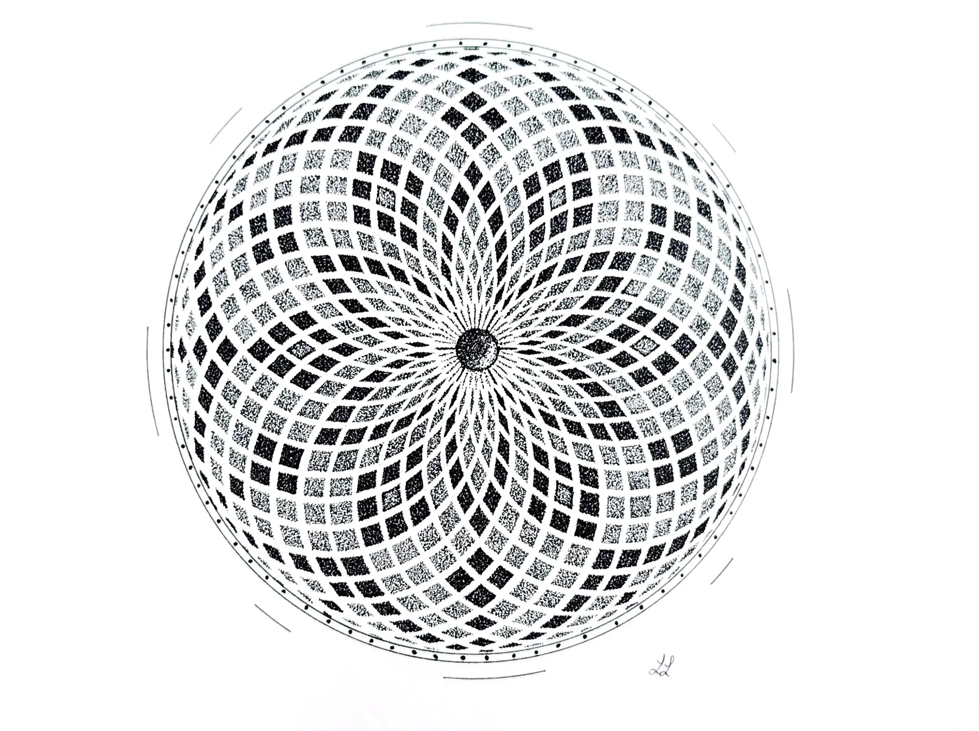 Entre Ombre et Lumière – Mandala Pointilliste”