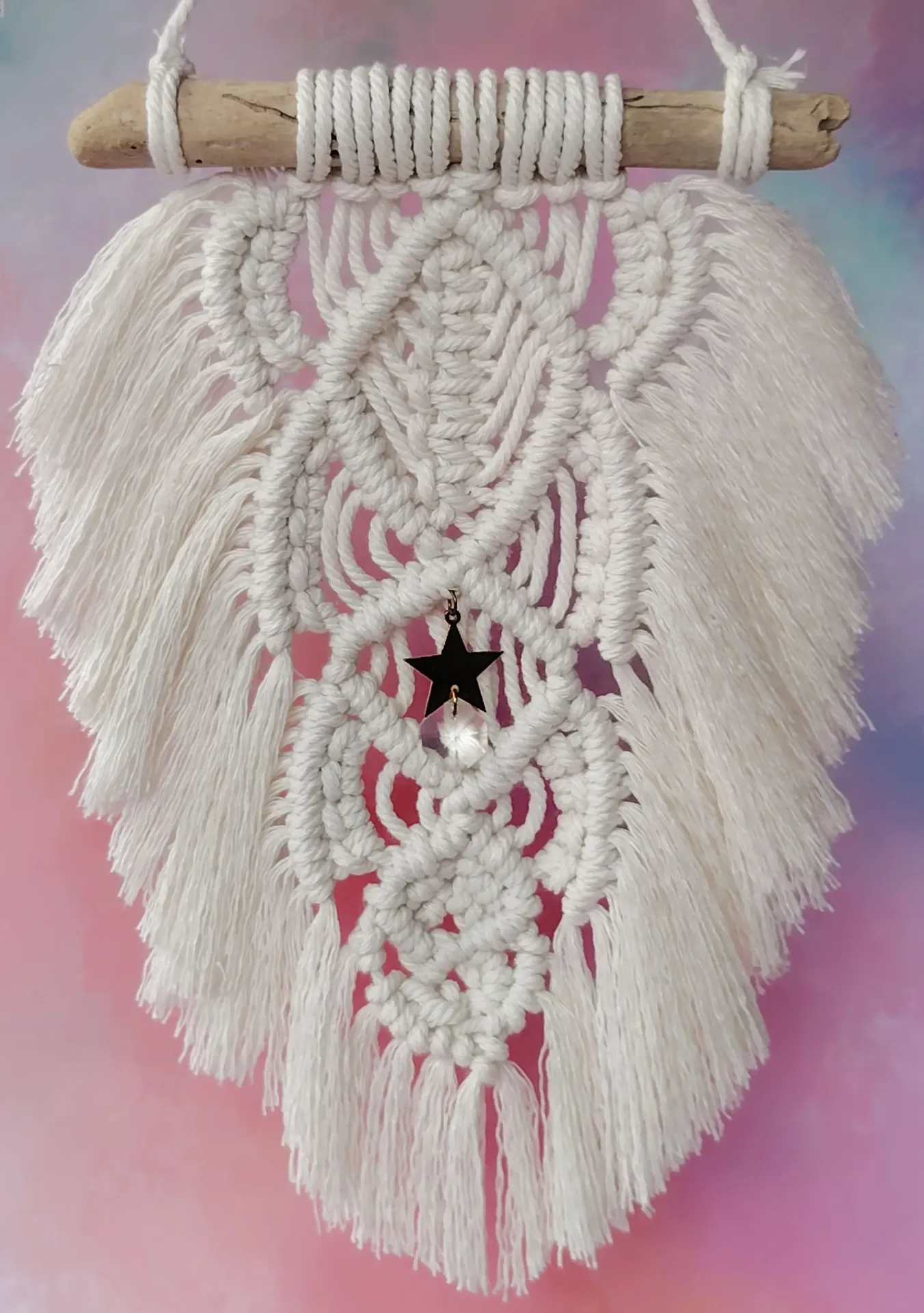 Suspension murale en macramé – Étoile Céleste