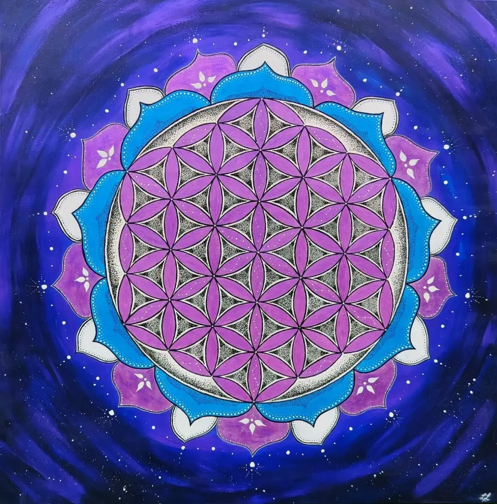[Tab 001] Éclosion Stellaire – Fleur de Vie fluorescente